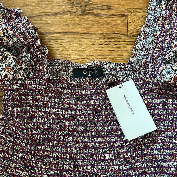 NWT OPT (one pretty thing/o.p.t.) shirred dress in size M - Picture 5 of 6